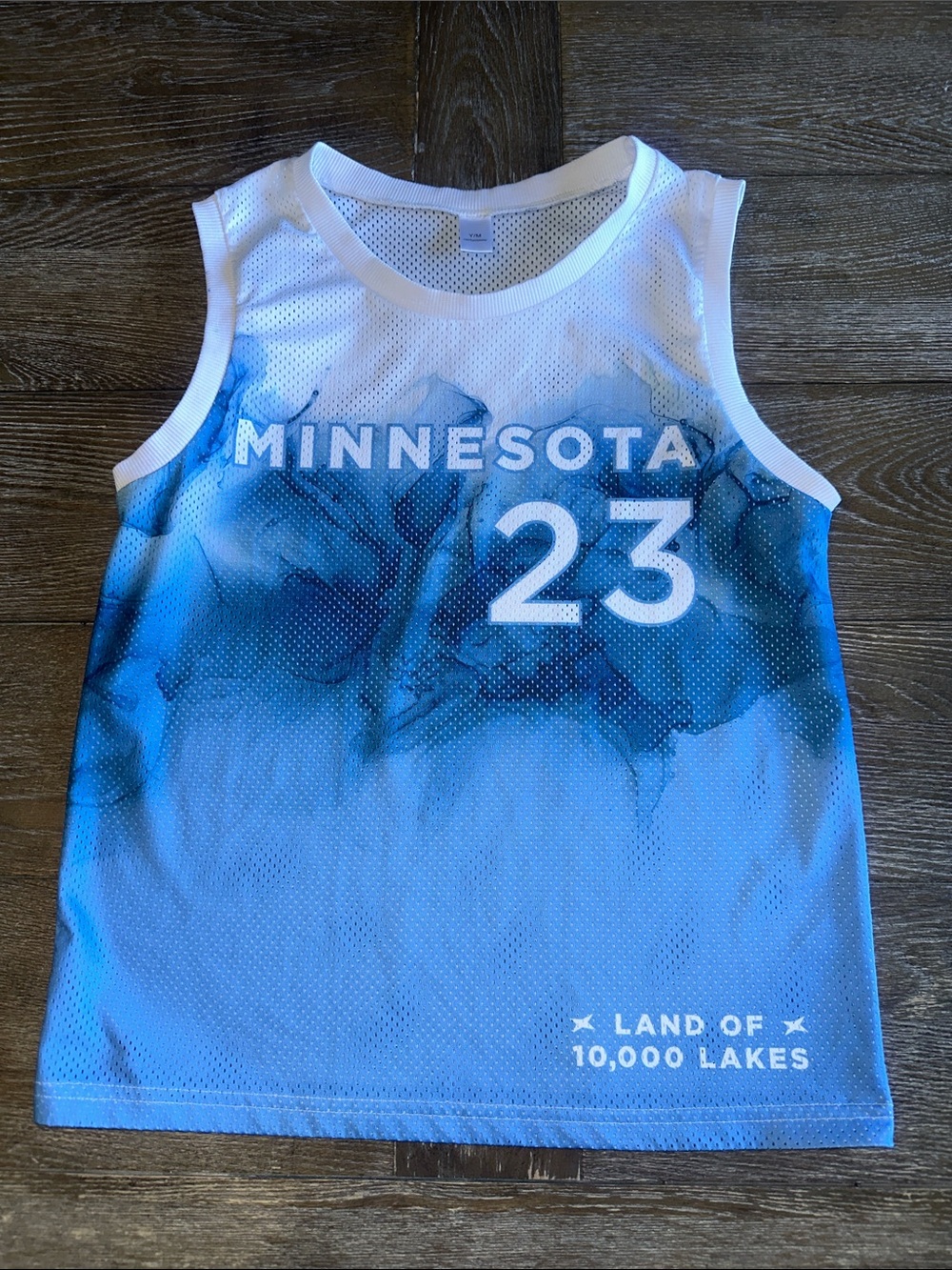 Kids Minnesota '23' Blue Ombre Mesh Tank Top youth Medium